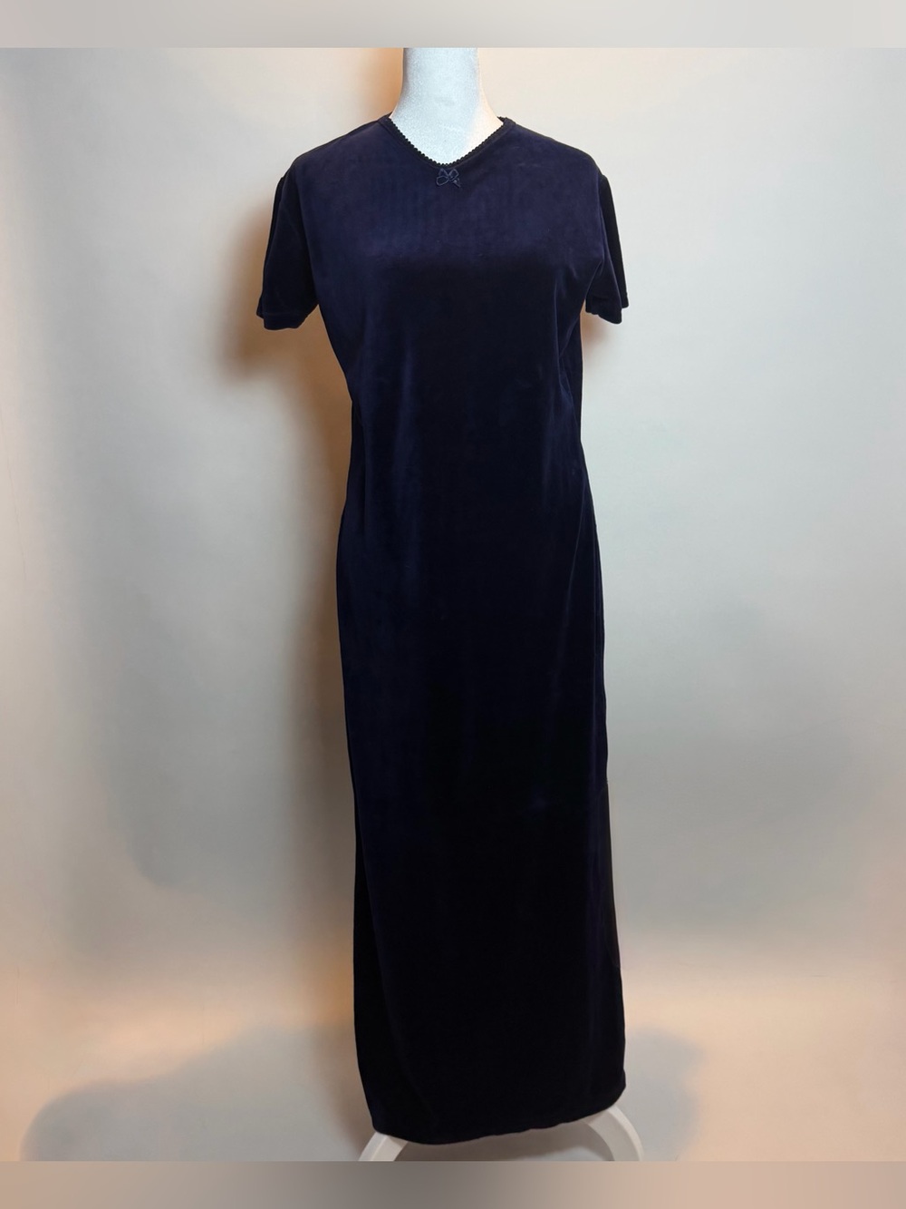 Victoria's Secret Deep Navy Velvet Short-Sleeve Maxi Dress